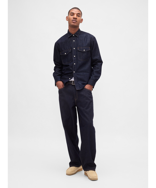 GAP（ギャップ）の「ウルトラソフトデニム リラックスシャツ（シャツ/ブラウス・メンズ・ブラック/カーキ/レッド系その他/インディゴブルー・XS/S/M/L/XL）」の6枚目の写真