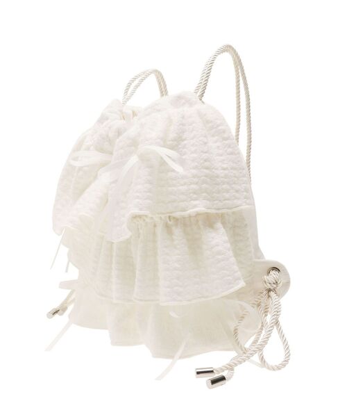 merry jenny（メリージェニー）の「フリルミルフィーユバックパック（バックパック/リュック・レディース・オフホワイト/ブラウン・FREE）」の3枚目の写真