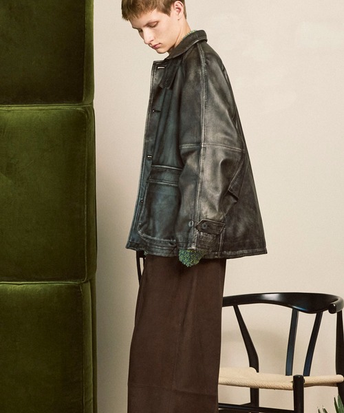 UNISEX》Sheep Leather Front Button Single Blouson/シープ