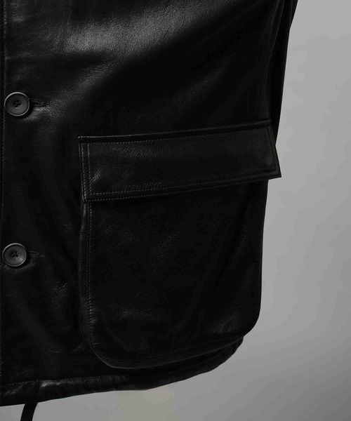 UNISEX》Sheep Leather Front Button Single Blouson/シープレザー