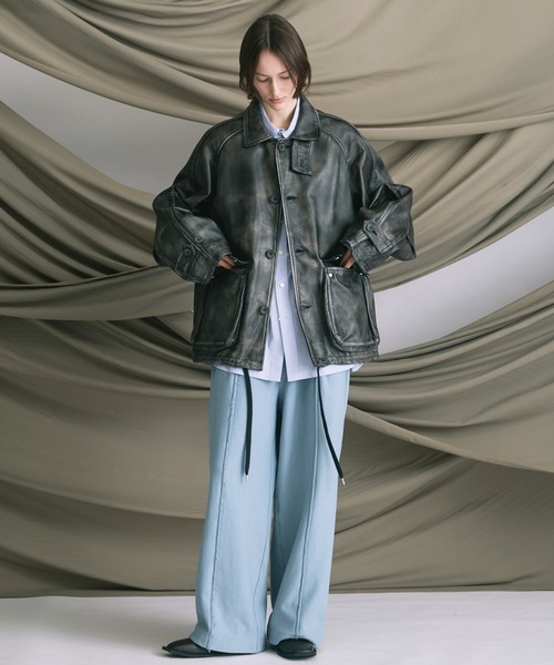 UNISEX》Sheep Leather Front Button Single Blouson/シープレザー