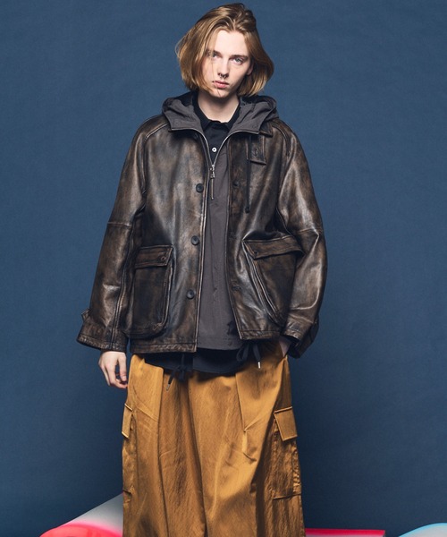 MAISON SPECIAL(メゾンスペシャル)の「《UNISEX》Sheep Leather Front Button Single Blouson/シープレザーフロントボタンシングルブルゾン【MAISON SPECIAL/メゾンスペシャル】(ブルゾン・メンズ・ブラック/ダークブラック/ブラウン・0/1/2)」の18枚目の写真
