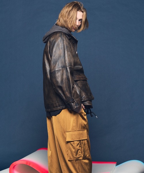 MAISON SPECIAL(メゾンスペシャル)の「《UNISEX》Sheep Leather Front Button Single Blouson/シープレザーフロントボタンシングルブルゾン【MAISON SPECIAL/メゾンスペシャル】(ブルゾン・メンズ・ブラック/ダークブラック/ブラウン・0/1/2)」の19枚目の写真