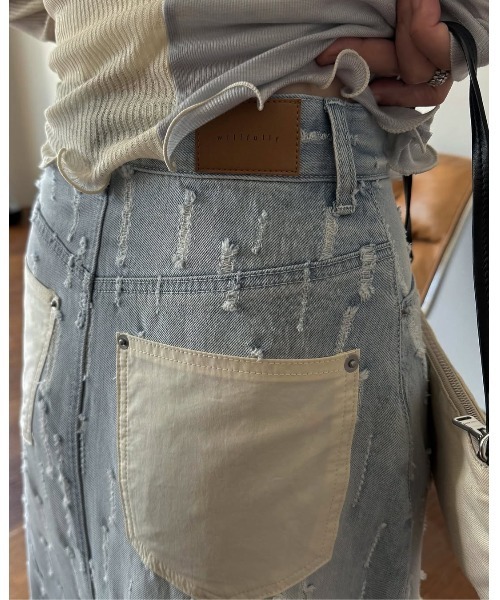 WILLFULLY(ウィルフリー)の「placement design cut denim SK(デニムスカート・レディース・ライトブルー/インディゴブルー・S/M)」の9枚目の写真