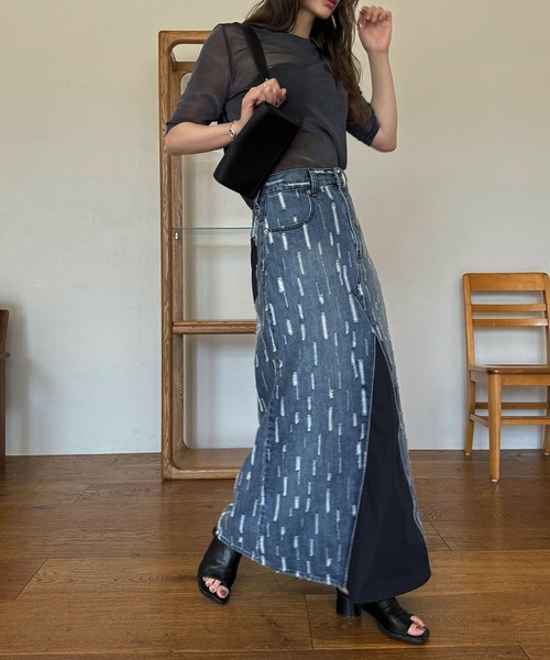 WILLFULLY(ウィルフリー)の「placement design cut denim SK(デニムスカート・レディース・ライトブルー/インディゴブルー・S/M)」の10枚目の写真