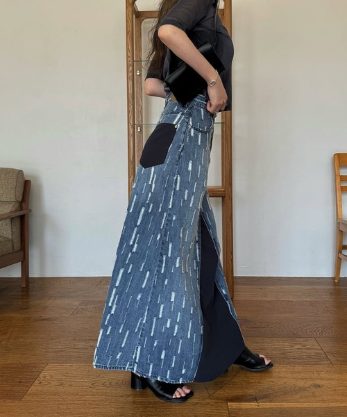 WILLFULLY(ウィルフリー)の「placement design cut denim SK(デニムスカート・レディース・ライトブルー/インディゴブルー・S/M)」の14枚目の写真