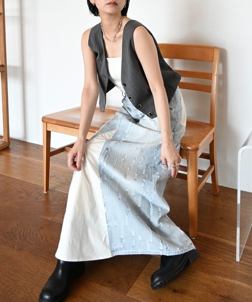 WILLFULLY(ウィルフリー)の「placement design cut denim SK(デニムスカート・レディース・ライトブルー/インディゴブルー・S/M)」の17枚目の写真