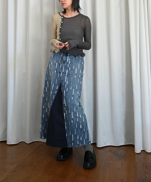 WILLFULLY(ウィルフリー)の「placement design cut denim SK(デニムスカート・レディース・ライトブルー/インディゴブルー・S/M)」の21枚目の写真