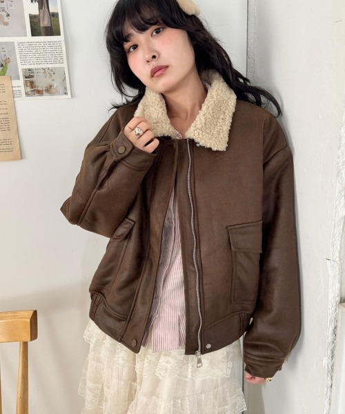 セール】ヴィンテージライクレザーボアジャケット（ライダース