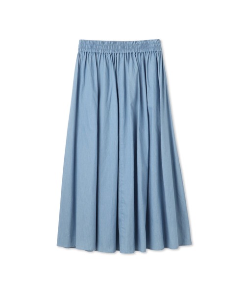 QUEENS COURT(クイーンズコート)の「ダンガリーデニムギャザーフレアスカート≪手洗い可能≫(スカート・レディース・ネイビー/ライトブルー・M)」の4枚目の写真