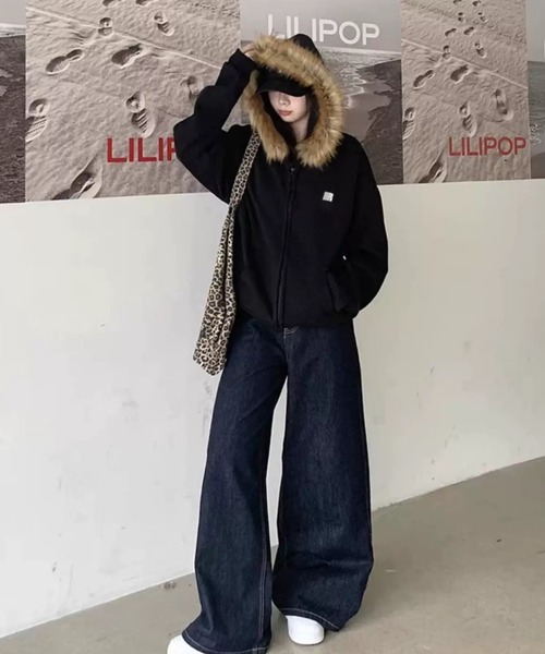 LADY LIKE（レディライク）の「裏起毛ファー付きフードゆったりスウェットパーカー（パーカー・レディース・ライトグレー/ブラック・M/S/L）」の20枚目の写真