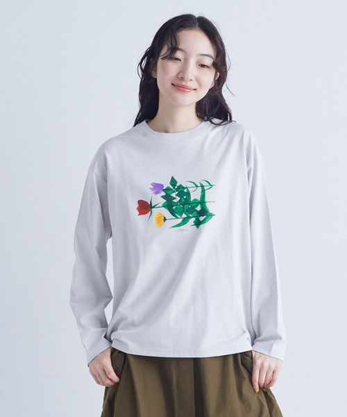 conges payes ADIEU TRISTESSE（コンジェ ペイエ アデュートリステス）の「ichiro yamaguchi.ロングＴシャツ（Tシャツ/カットソー・レディース・ライトグレー/ブルーグレー・FREE）」の16枚目の写真