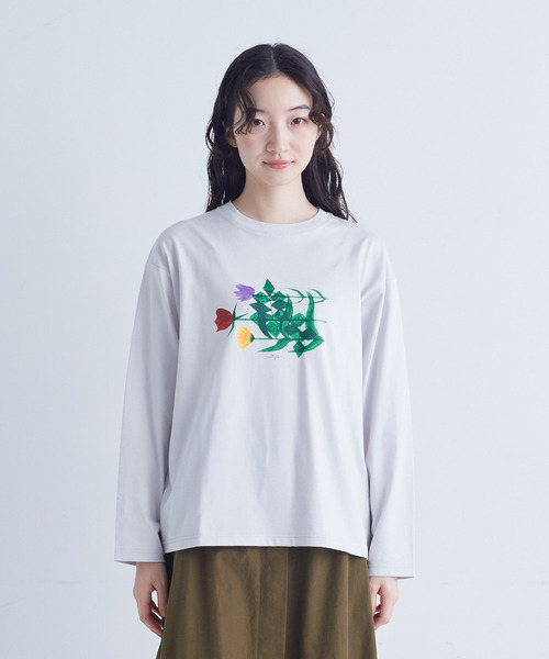 conges payes ADIEU TRISTESSE（コンジェ ペイエ アデュートリステス）の「ichiro yamaguchi.ロングＴシャツ（Tシャツ/カットソー・レディース・ライトグレー/ブルーグレー・FREE）」の17枚目の写真