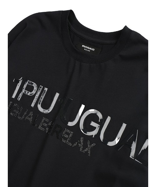 1PIU1UGUALE3 RELAX (ウノピゥウノウグァーレトレ リラックス)の「1PIU1UGUALE3 RELAX (ウノ ピュ ウノ ウグァーレ トレ リラックス) ラバー&ラインストーンロゴ クルーネック 長袖 Tシャツ(Tシャツ/カットソー・メンズ・ホワイト/ブラック・S/M/L/2XL/XL)」の6枚目の写真