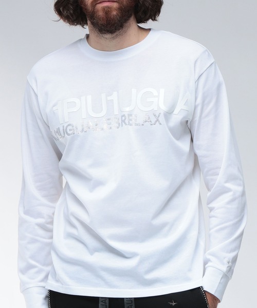 1PIU1UGUALE3 RELAX (ウノピゥウノウグァーレトレ リラックス)の「1PIU1UGUALE3 RELAX (ウノ ピュ ウノ ウグァーレ トレ リラックス) ラバー&ラインストーンロゴ クルーネック 長袖 Tシャツ(Tシャツ/カットソー・メンズ・ホワイト/ブラック・S/M/L/2XL/XL)」の12枚目の写真