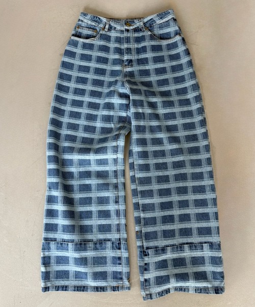 SANSeLF（サンセルフ）の「【SANSeLF】チェックデニム ワイドパンツ ストレートシルエット saw25a036（デニムパンツ・レディース・ブルー・FREE）」の16枚目の写真