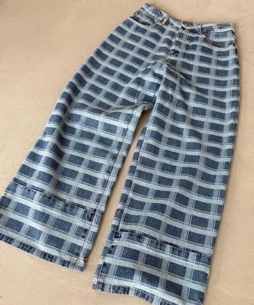 SANSeLF（サンセルフ）の「【SANSeLF】チェックデニム ワイドパンツ ストレートシルエット saw25a036（デニムパンツ・レディース・ブルー・FREE）」の17枚目の写真