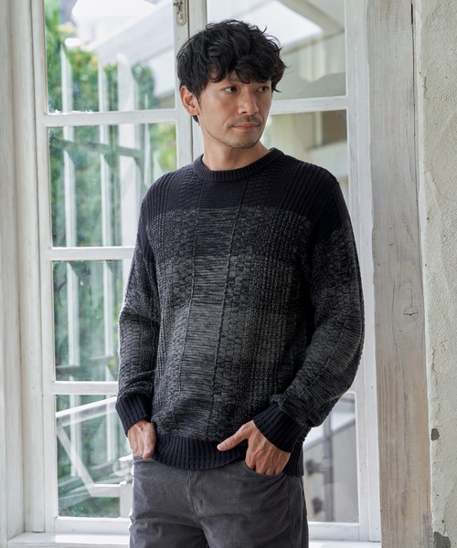 ikka(イッカ)の「メランジグラデーションニット(ニット/セーター・メンズ・ブラック/ネイビー/グレー・XL/L/M/S)」の9枚目の写真