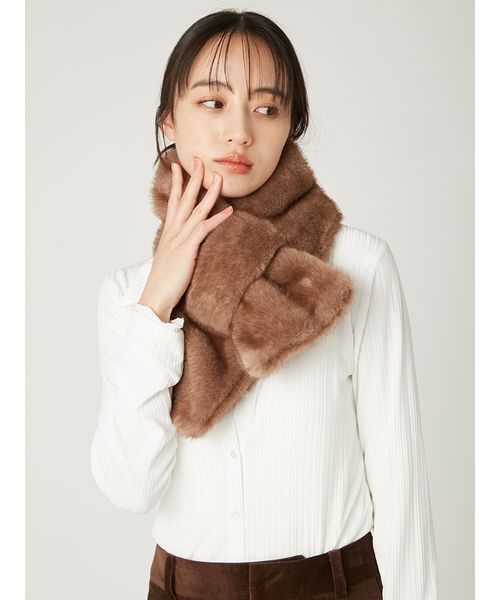 FRAY I.D(フレイアイディー)の「ファーティペット(ストール/ショール・レディース・ブラウン/アイボリー・F)」の7枚目の写真