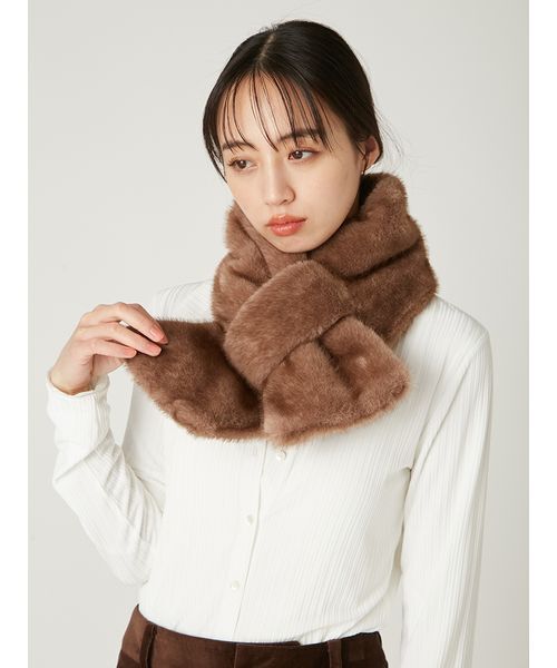 FRAY I.D(フレイアイディー)の「ファーティペット(ストール/ショール・レディース・ブラウン/アイボリー・F)」の8枚目の写真