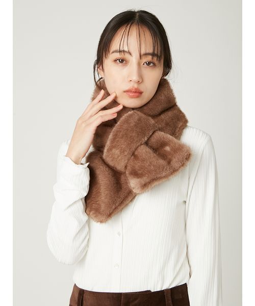 FRAY I.D(フレイアイディー)の「ファーティペット(ストール/ショール・レディース・ブラウン/アイボリー・F)」の1枚目の写真