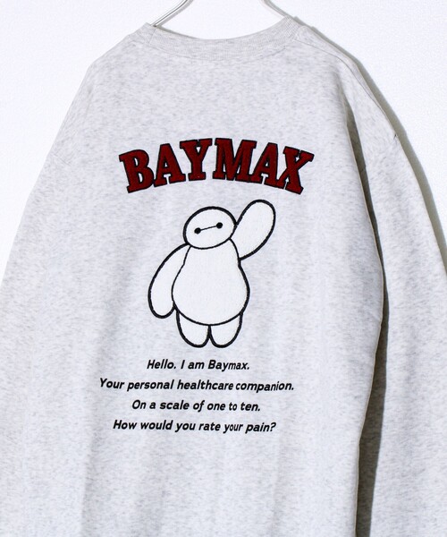 GLOSTER（グロスター）の「【ミッキー＆ベイマックス】UNISEX サガラ刺繍 裏起毛スウェット（スウェット・メンズ・ライトグレー/ブラック/ネイビー/オフホワイト・M/L/XL）」の2枚目の写真