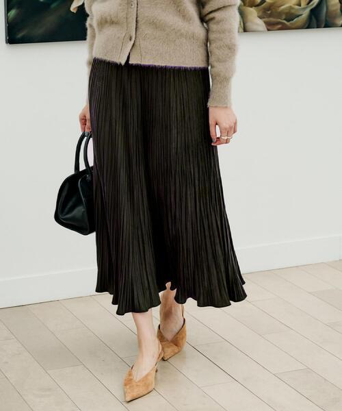 セール】【シワ知らず/ウエストゴム】スエード風プリーツスカート