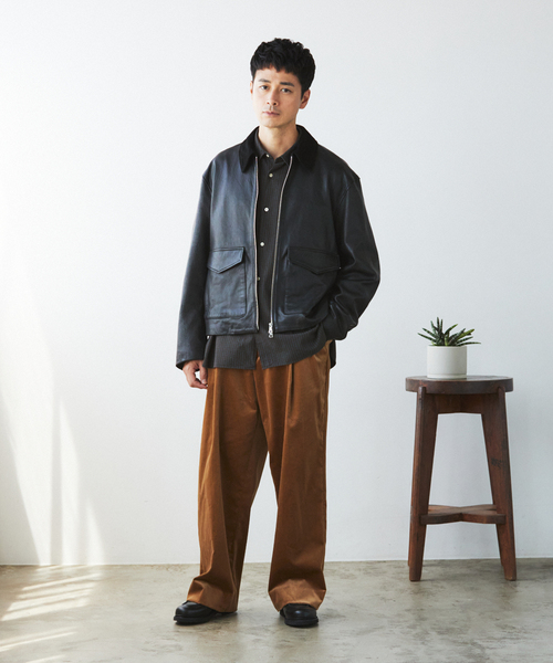 EDIFICE（エディフィス）の「LA BOUCLE (ラブークル) LAMB LEATHER FLIGHT ジャケット（ライダースジャケット・メンズ・ブラウン系その他/ブラック・3/2）」の3枚目の写真