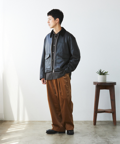 EDIFICE（エディフィス）の「LA BOUCLE (ラブークル) LAMB LEATHER FLIGHT ジャケット（ライダースジャケット・メンズ・ブラウン系その他/ブラック・3/2）」の4枚目の写真