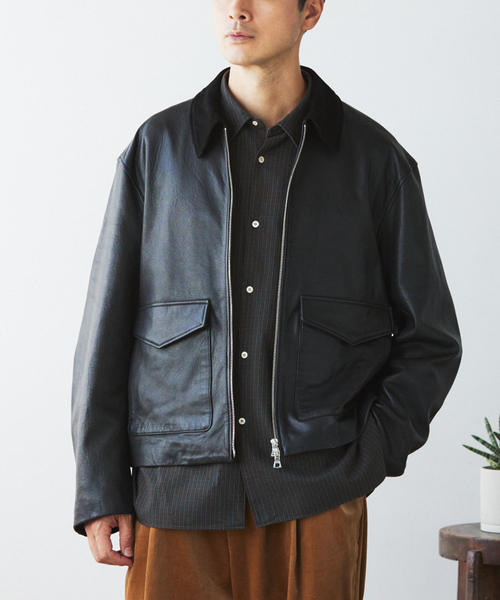 EDIFICE（エディフィス）の「LA BOUCLE (ラブークル) LAMB LEATHER FLIGHT ジャケット（ライダースジャケット・メンズ・ブラウン系その他/ブラック・3/2）」の10枚目の写真