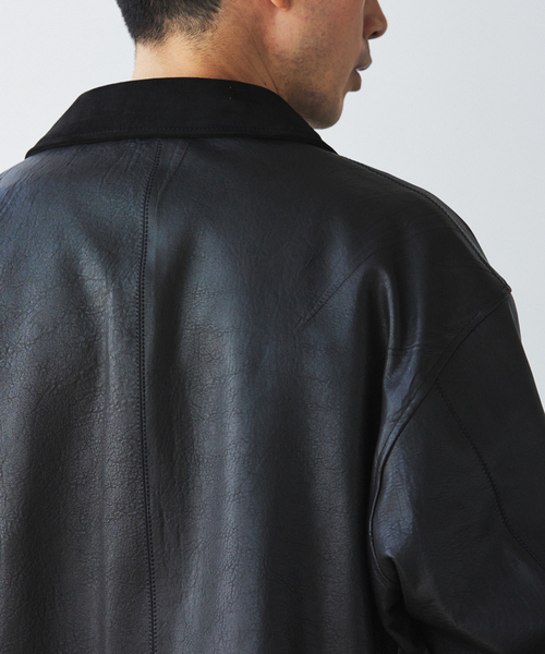 EDIFICE（エディフィス）の「LA BOUCLE (ラブークル) LAMB LEATHER FLIGHT ジャケット（ライダースジャケット・メンズ・ブラウン系その他/ブラック・3/2）」の14枚目の写真