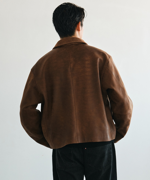 EDIFICE（エディフィス）の「LA BOUCLE (ラブークル) LAMB LEATHER FLIGHT ジャケット（ライダースジャケット・メンズ・ブラウン系その他/ブラック・3/2）」の21枚目の写真