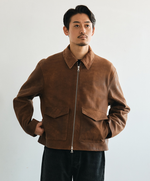 EDIFICE（エディフィス）の「LA BOUCLE (ラブークル) LAMB LEATHER FLIGHT ジャケット（ライダースジャケット・メンズ・ブラウン系その他/ブラック・3/2）」の22枚目の写真