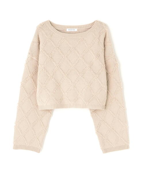 NATURAL BEAUTY BASIC(ナチュラルビューティーベーシック)の「◇ダイヤ柄クロップドニット(ニット/セーター・レディース・ベージュ/ピンク/イエロー・FREE)」の7枚目の写真