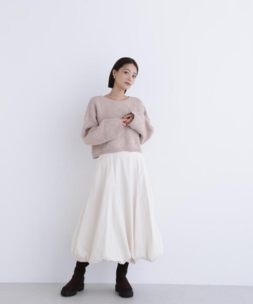 NATURAL BEAUTY BASIC(ナチュラルビューティーベーシック)の「◇ダイヤ柄クロップドニット(ニット/セーター・レディース・ベージュ/ピンク/イエロー・FREE)」の10枚目の写真