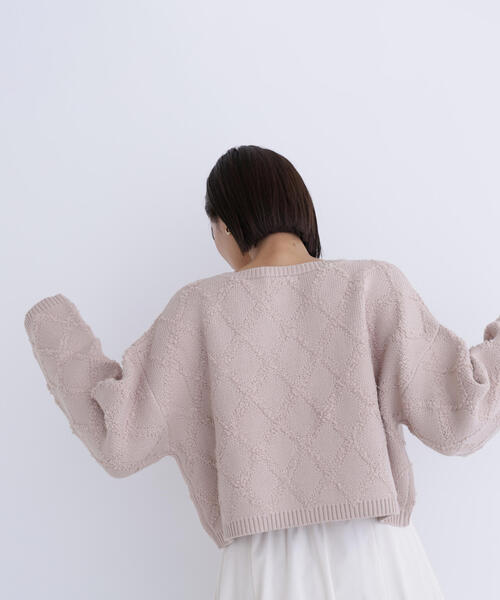 NATURAL BEAUTY BASIC(ナチュラルビューティーベーシック)の「◇ダイヤ柄クロップドニット(ニット/セーター・レディース・ベージュ/ピンク/イエロー・FREE)」の11枚目の写真