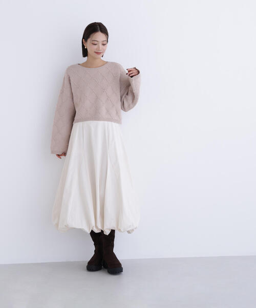 NATURAL BEAUTY BASIC(ナチュラルビューティーベーシック)の「◇ダイヤ柄クロップドニット(ニット/セーター・レディース・ベージュ/ピンク/イエロー・FREE)」の12枚目の写真