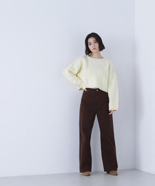 NATURAL BEAUTY BASIC(ナチュラルビューティーベーシック)の「◇ダイヤ柄クロップドニット(ニット/セーター・レディース・ベージュ/ピンク/イエロー・FREE)」の18枚目の写真