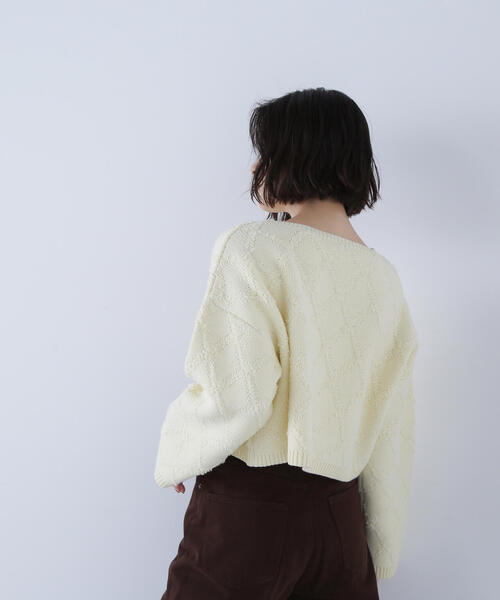 NATURAL BEAUTY BASIC(ナチュラルビューティーベーシック)の「◇ダイヤ柄クロップドニット(ニット/セーター・レディース・ベージュ/ピンク/イエロー・FREE)」の19枚目の写真