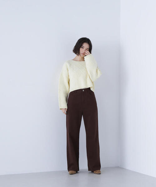 NATURAL BEAUTY BASIC(ナチュラルビューティーベーシック)の「◇ダイヤ柄クロップドニット(ニット/セーター・レディース・ベージュ/ピンク/イエロー・FREE)」の20枚目の写真