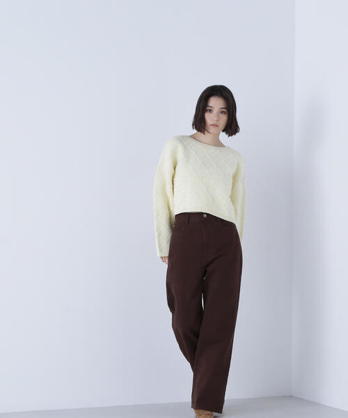 NATURAL BEAUTY BASIC(ナチュラルビューティーベーシック)の「◇ダイヤ柄クロップドニット(ニット/セーター・レディース・ベージュ/ピンク/イエロー・FREE)」の22枚目の写真