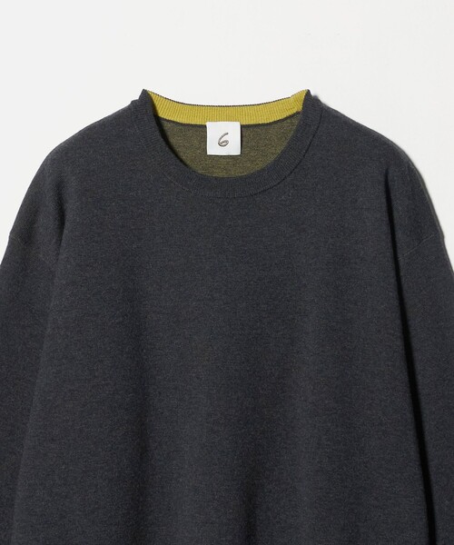 6(ROKU)＞コットンウール ミラノリブ クルーネック プルオーバーニット