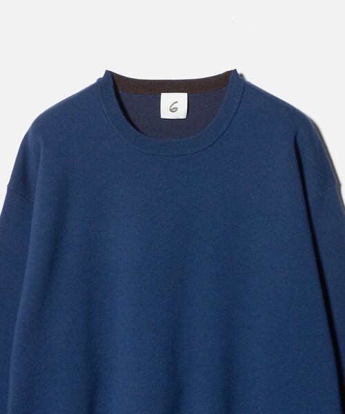 6(ROKU)＞コットンウール ミラノリブ クルーネック プルオーバーニット