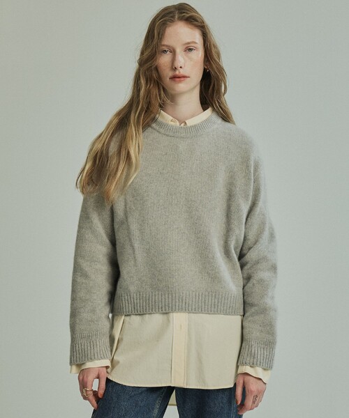 PUBLIC TOKYO（パブリックトウキョウ）の「FOXコンフォートクルーネックニット（ニット/セーター・レディース・ラベンダー/モカ/ライトグレー・FREE）」の22枚目の写真