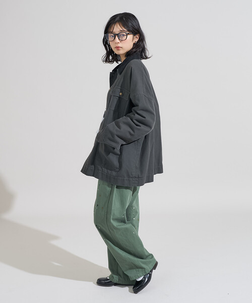FREAK'S STORE(フリークスストア)の「ペイント加工 ベーカーパンツ<セットアップ対応>(スラックス・レディース・オリーブ/ブルー・フリ-)」の6枚目の写真