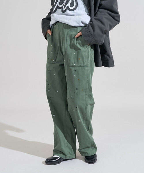FREAK'S STORE(フリークスストア)の「ペイント加工 ベーカーパンツ<セットアップ対応>(スラックス・レディース・オリーブ/ブルー・フリ-)」の9枚目の写真