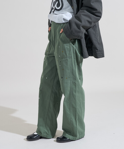 FREAK'S STORE(フリークスストア)の「ペイント加工 ベーカーパンツ<セットアップ対応>(スラックス・レディース・オリーブ/ブルー・フリ-)」の11枚目の写真