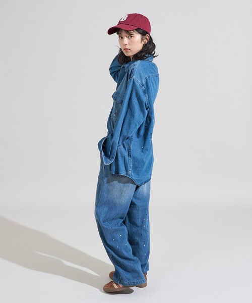 FREAK'S STORE(フリークスストア)の「ペイント加工 ベーカーパンツ<セットアップ対応>(スラックス・レディース・オリーブ/ブルー・フリ-)」の16枚目の写真
