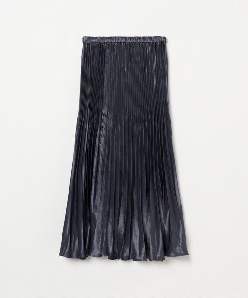 SHINY TWILL PLEATED SKIRT