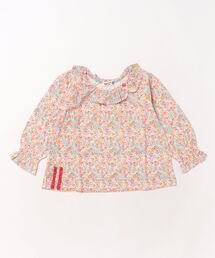 襟付き総柄長袖Tシャツ